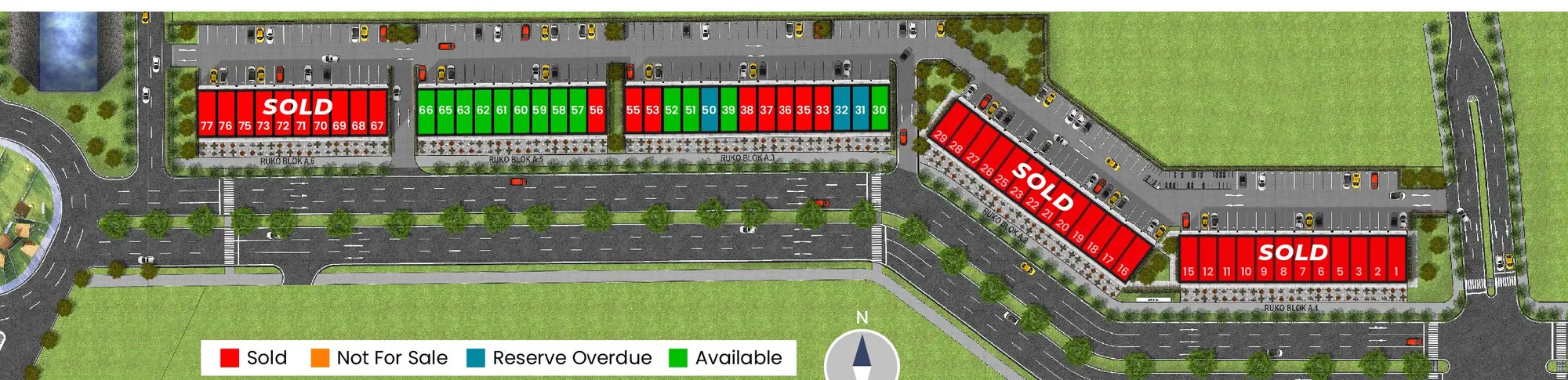 Ruko Sapphire — Site Plan Blok Ruko di Boulevard ROW 34 m