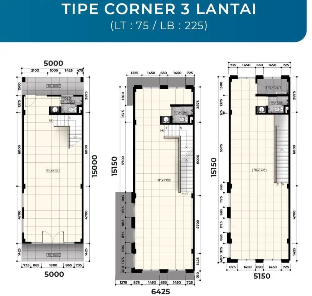 Tipe Corner — 3 Lantai — Eksterior